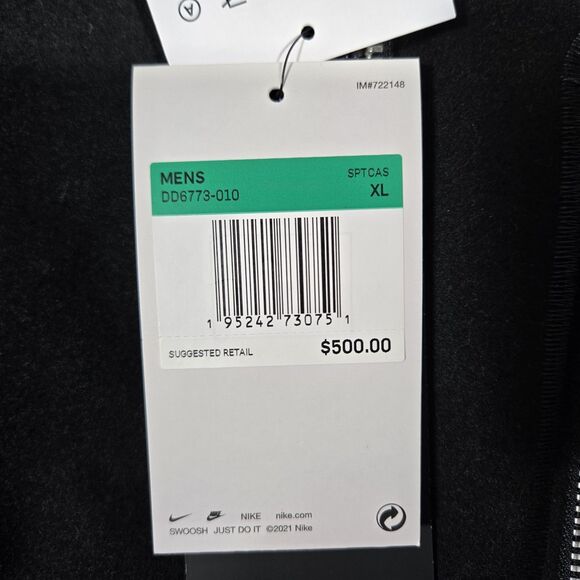 $500 Nike Leather Wool Varsity Bomber Jacket DD6773-010 Black Olive Mens XL - Picture 5 of 10